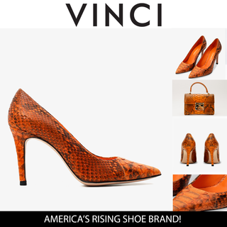 The Queenn Orange Pythn Leather Pump Women Shoe - Glamourous Grace
