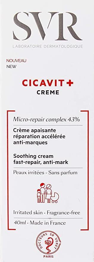 SVR Cicavit+ Creme: Intensive Redness Relief & Skin Repair Cream | Hypoallergenic, Fragrance-Free for Sensitive, Damaged Skin (1.35 fl oz) - Glamourous Grace