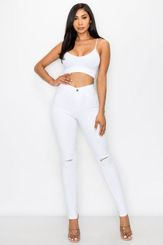 Brandi - High Rise Clean & Classy Knee Slit Skinny