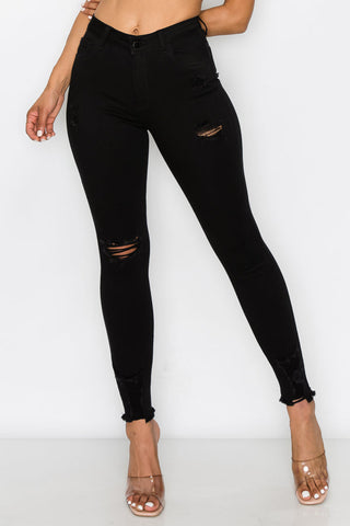 Stephanie -  High Rise Destructed Skinny