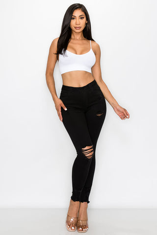 Stephanie -  High Rise Destructed Skinny