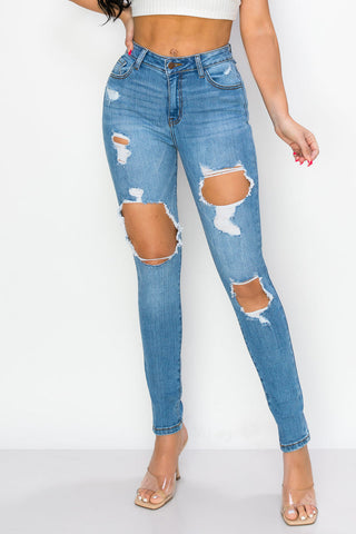 Taylor - High Rise Hole Destroy Premium Skinny