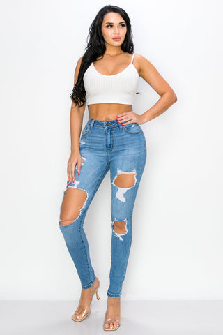 Taylor - High Rise Hole Destroy Premium Skinny