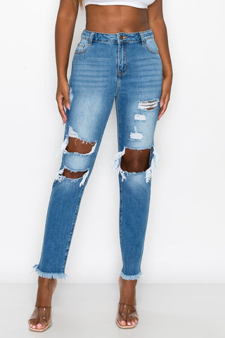 Jennifer - High Rise Destructed Boyfriend Jeans