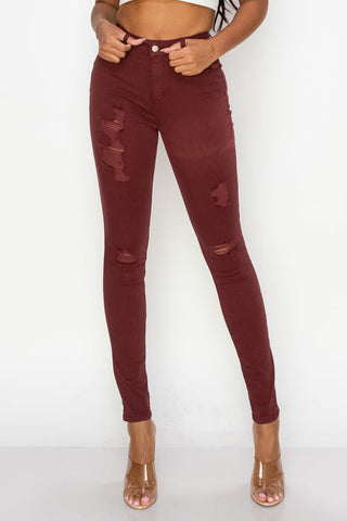 Arina - Color High Rise Destructed Skinny