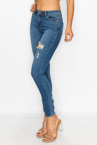 Emilia - High Rise Destructed Chewed Rear Pocket Skinny