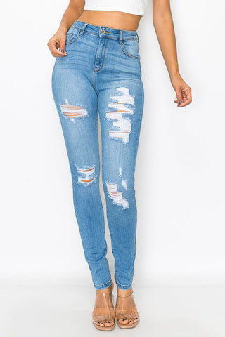 Sawyer - Super High Rise Destructed Premium Skinny