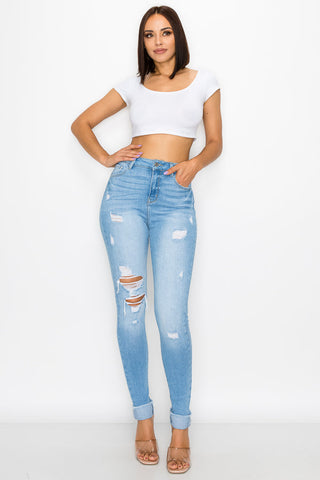 Addison - Super High Destructed Premium Roll Fray Skinny