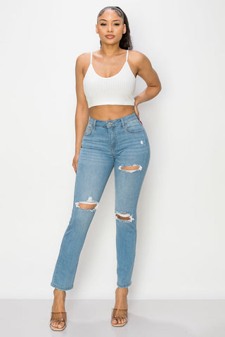 Veronica - High Rise Destructed Straight Leg