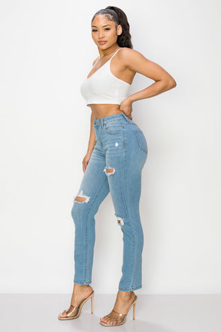 Veronica - High Rise Destructed Straight Leg