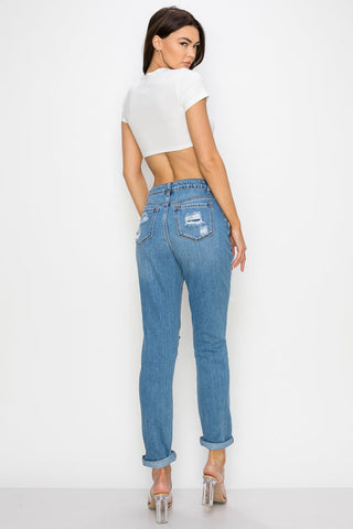 Madison - Super High Rise Destructed Mom Jeans