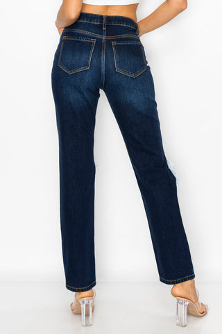 Eunice - Super High Rise Destructed Straight Leg