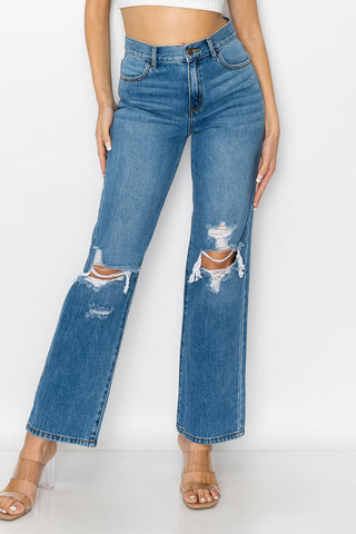 Whitney - High Rise Destructed Wide Leg