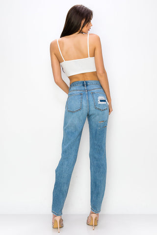 Lexi - High Rise Destructed Boyfriend Jeans