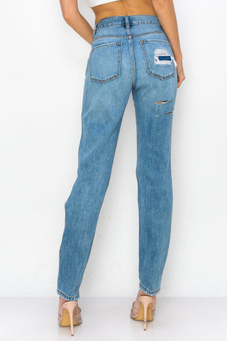 Lexi - High Rise Destructed Boyfriend Jeans