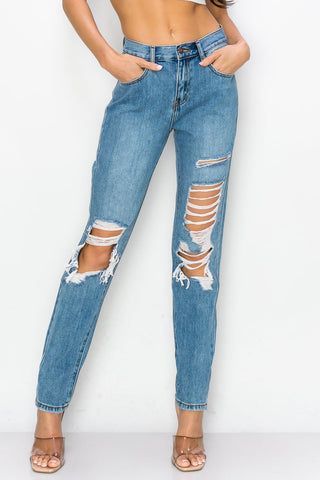 Lexi - High Rise Destructed Boyfriend Jeans