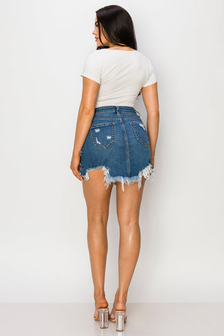 Aurelia - High Rise Destructed 50/50 Fray Skirt
