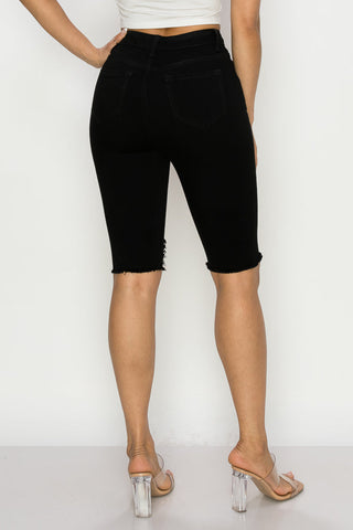 Cindy - High Rise Destructed Bermudas
