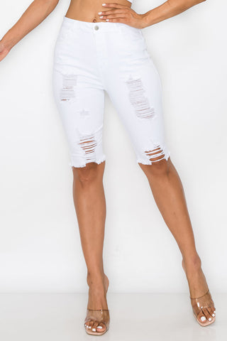 Cindy - High Rise Destructed Bermudas