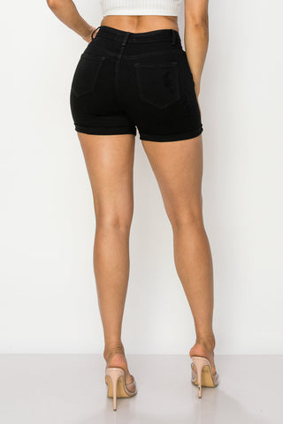 April - High Rise Destructed Roll Cuff Shorts