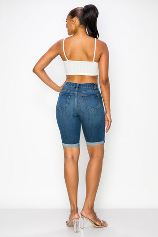 Amber - Classic High Rise Rolled Bermuda
