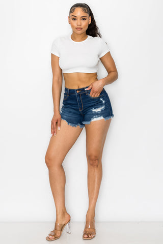Lindsey - High Rise Destructed Shorts