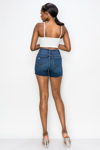 Ivy - High Rise Destructed Raw Cut Shorts