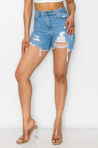 Emma - Super High Destructed Midi Shorts