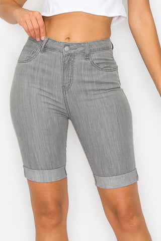 Jordan - Classic Grey High Rise Rolled Cuff Bermudas