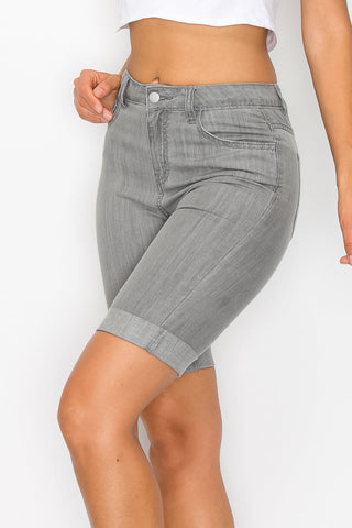 Jordan - Classic Grey High Rise Rolled Cuff Bermudas