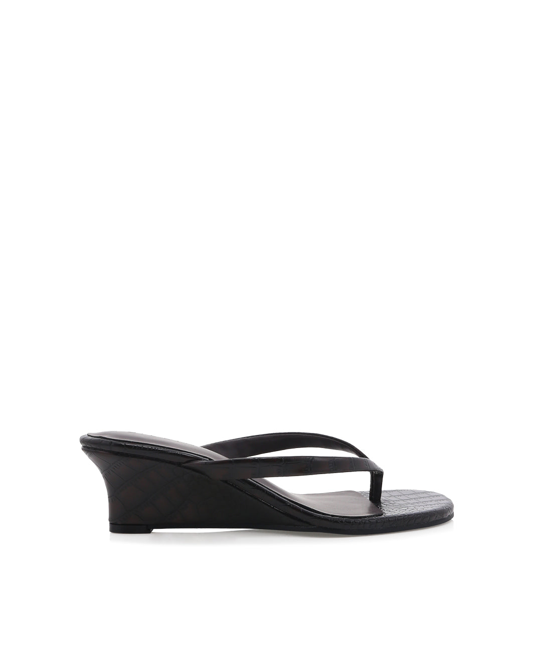 Valia Dark Cacao Croc Wedge Heels