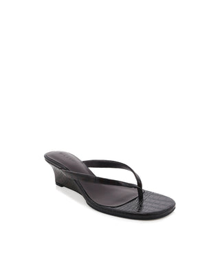 Valia Dark Cacao Croc Wedge Heels