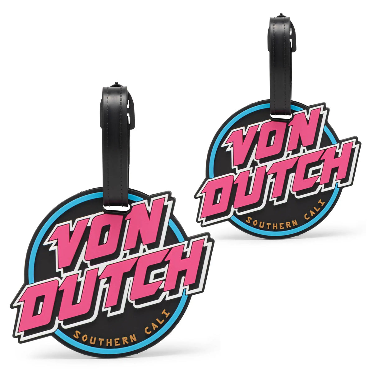 80s Neon 2-Piece Suitcase ID Tag Set with Adjustable Straps - Glamourous Grace