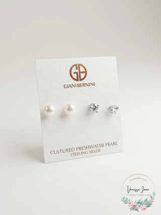 Giani Bernini 2-PC. Set Cultured Freshwater Pearl and Cubic Zirconia Stud