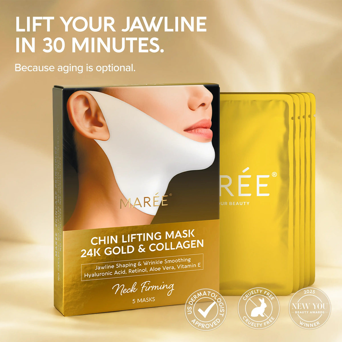 24K Gold Chin & Jawline Lifting Mask - Glamourous Grace