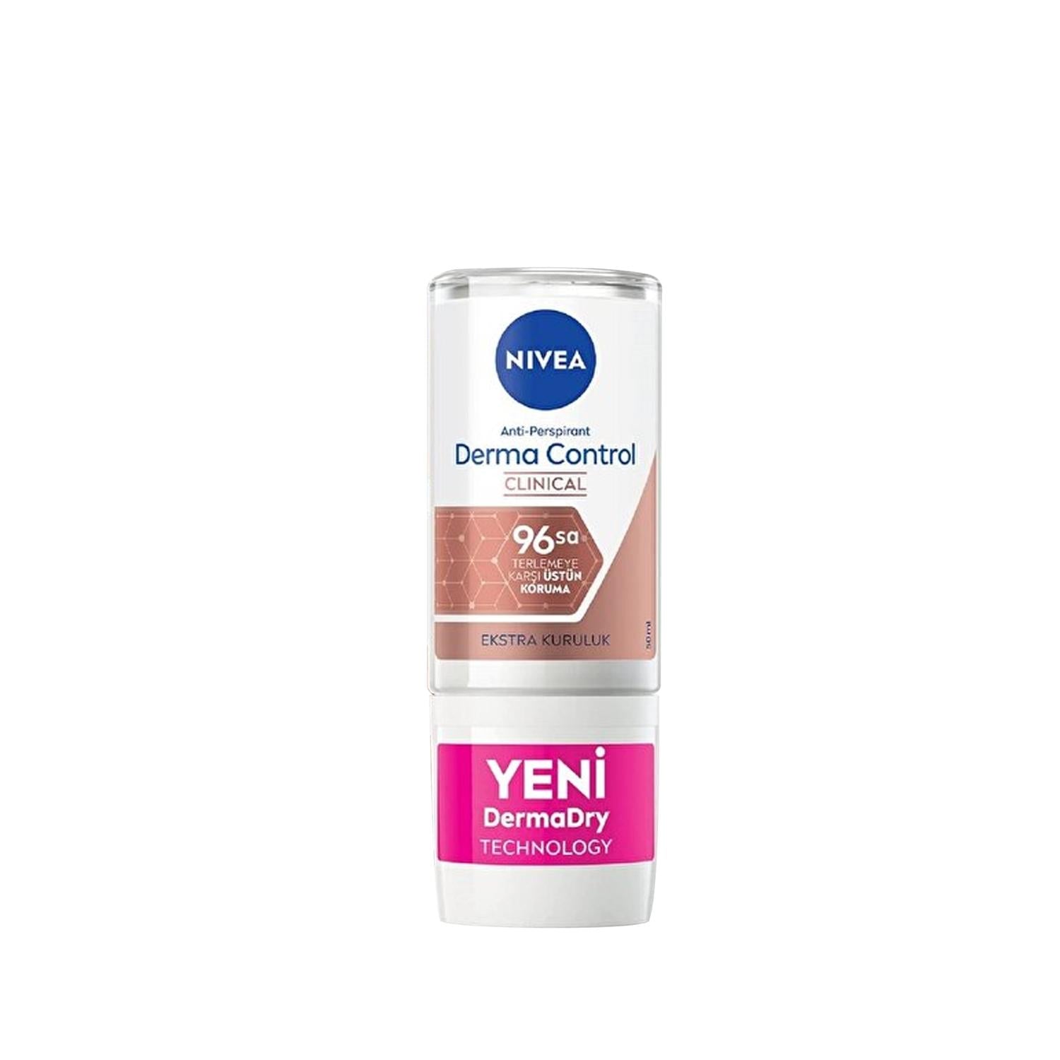 Nivea Derma Control Clinical Strength Women's Deodorant Roll-On - 50ml, Effective Sweat & Odor Control - Glamourous Grace