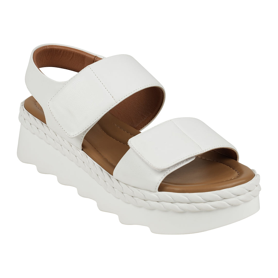 Vosa white Double Band Velcro Platform Sandals - Glamourous Grace