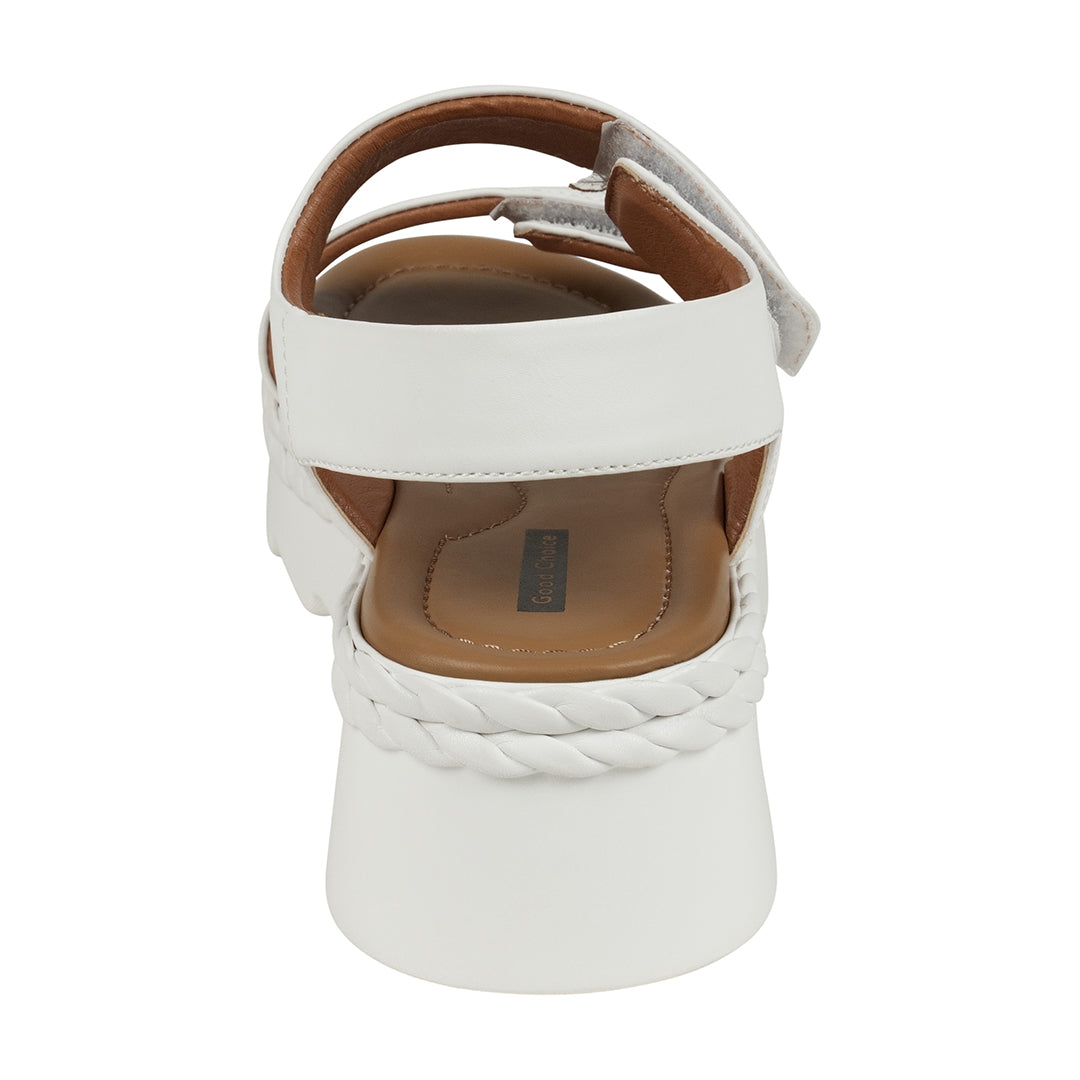 Vosa white Double Band Velcro Platform Sandals - Glamourous Grace
