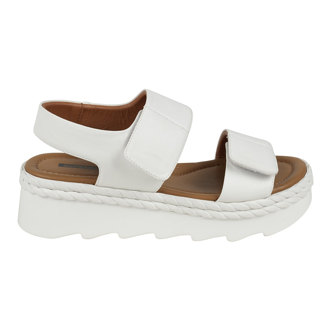 Vosa white Double Band Velcro Platform Sandals - Glamourous Grace