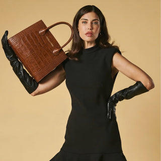 Valentina (cognac) - Italian calf leather women's handbag (with shoulder strap) - Glamourous Grace
