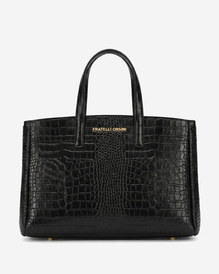 Valentina (black) - Italian calf leather women's handbag (with shoulder strap) - Glamourous Grace