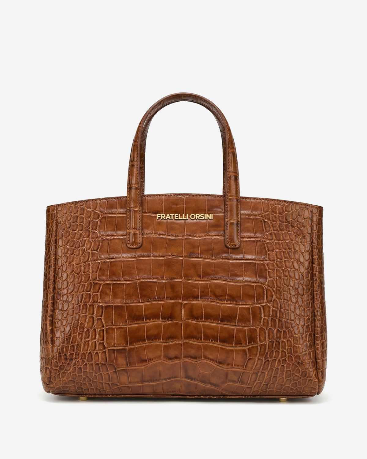 Valentina (cognac) - Italian calf leather women's handbag (with shoulder strap) - Glamourous Grace