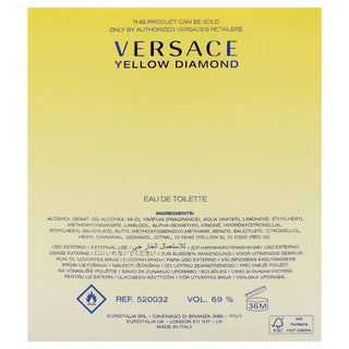 Versace Yellow Diamond Eau de Toilette Spray for Women 3.0 oz