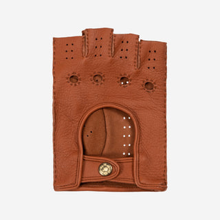 Vincenzo (brown) - Fingerless Italian driving gloves made of American deerskin leather - Glamourous Grace