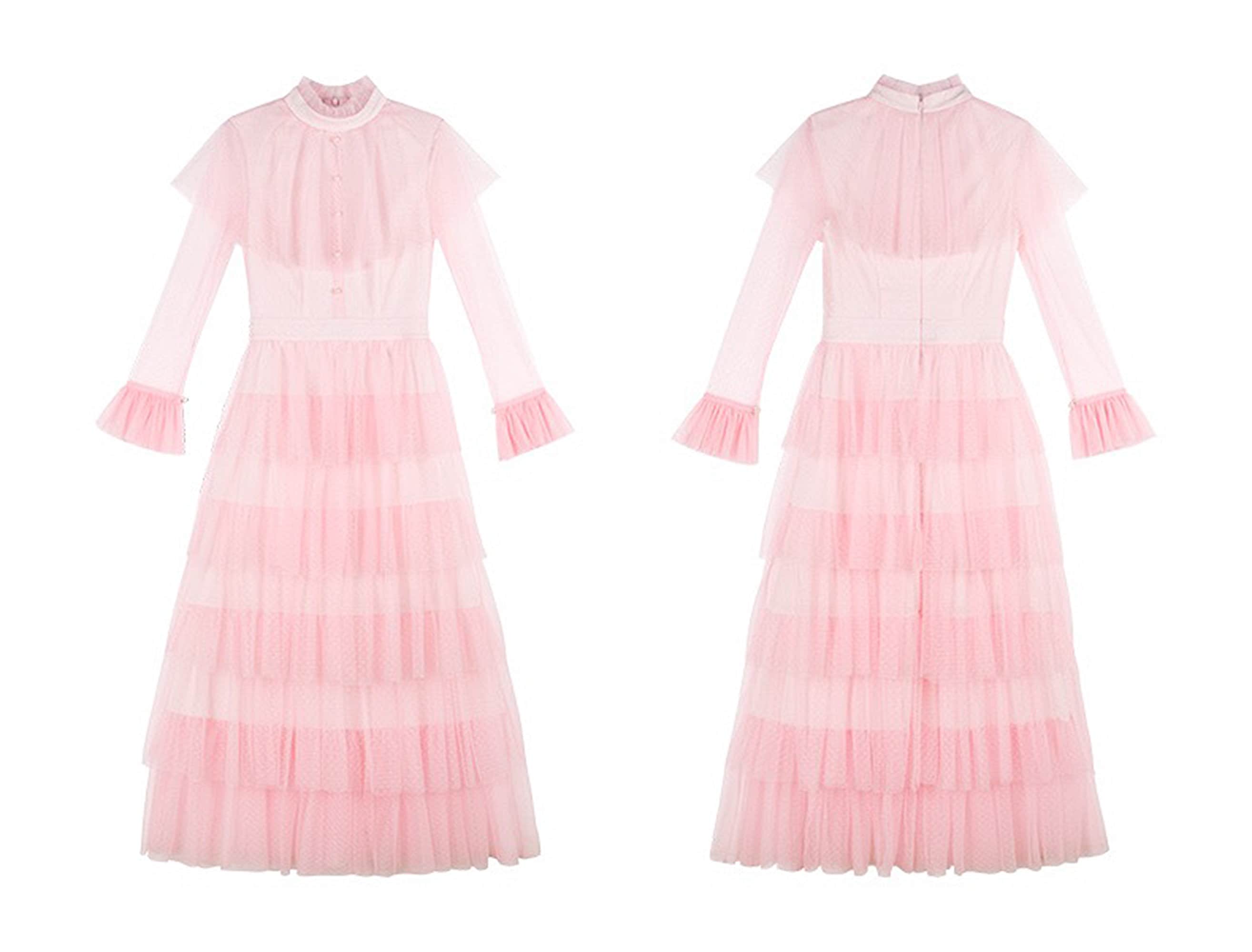 Vintage high neck Layered Ruffle tutu Skirt tulle prom dress with sleeves - Glamourous Grace