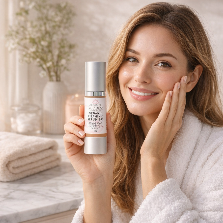 Organic Vitamin C Serum 20% – Brightening Treatment with Hyaluronic & Ferulic Acid - Glamourous Grace