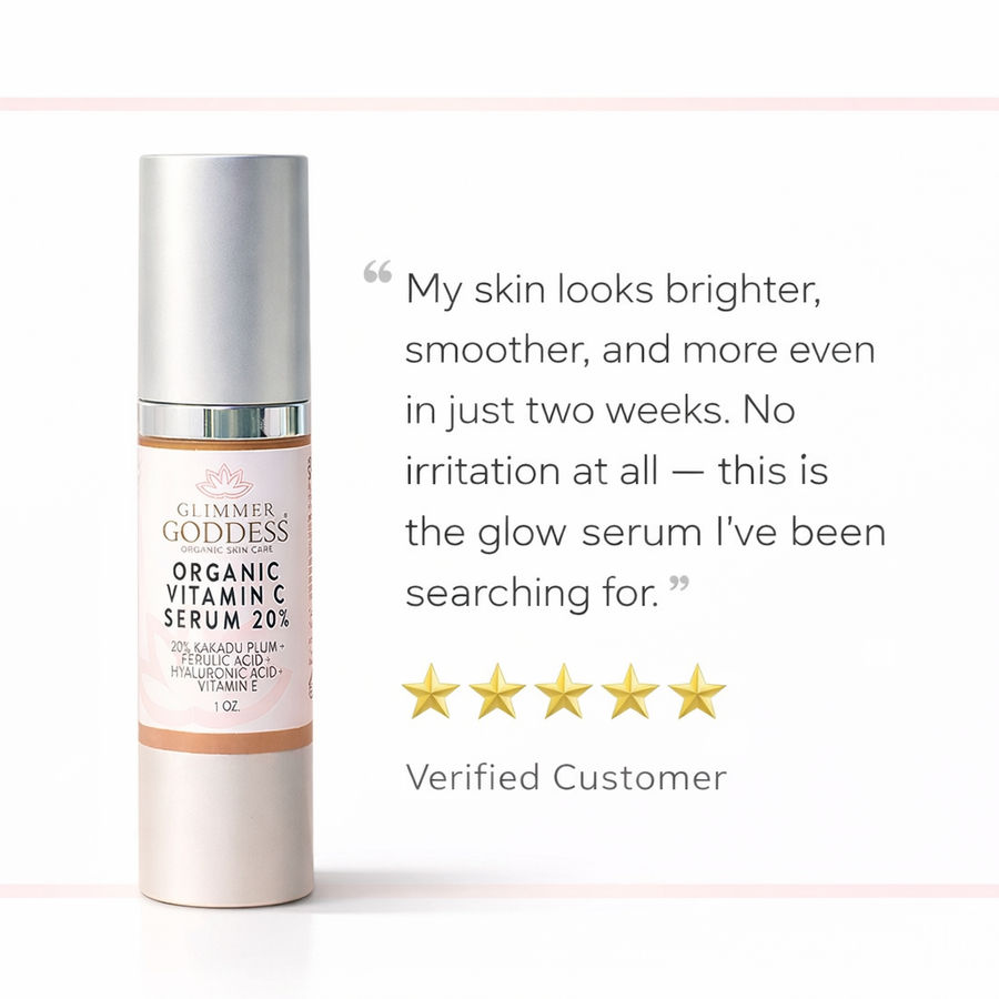 Organic Vitamin C Serum 20% – Brightening Treatment with Hyaluronic & Ferulic Acid - Glamourous Grace