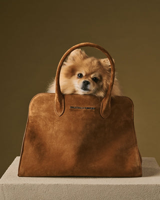 Viviana (cognac) - Italian suede leather women’s handbag - Glamourous Grace