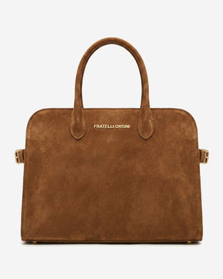 Viviana (cognac) - Italian suede leather women’s handbag - Glamourous Grace