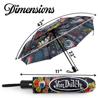 Jax Black Compact Automatic Umbrella, Strong & Portable
